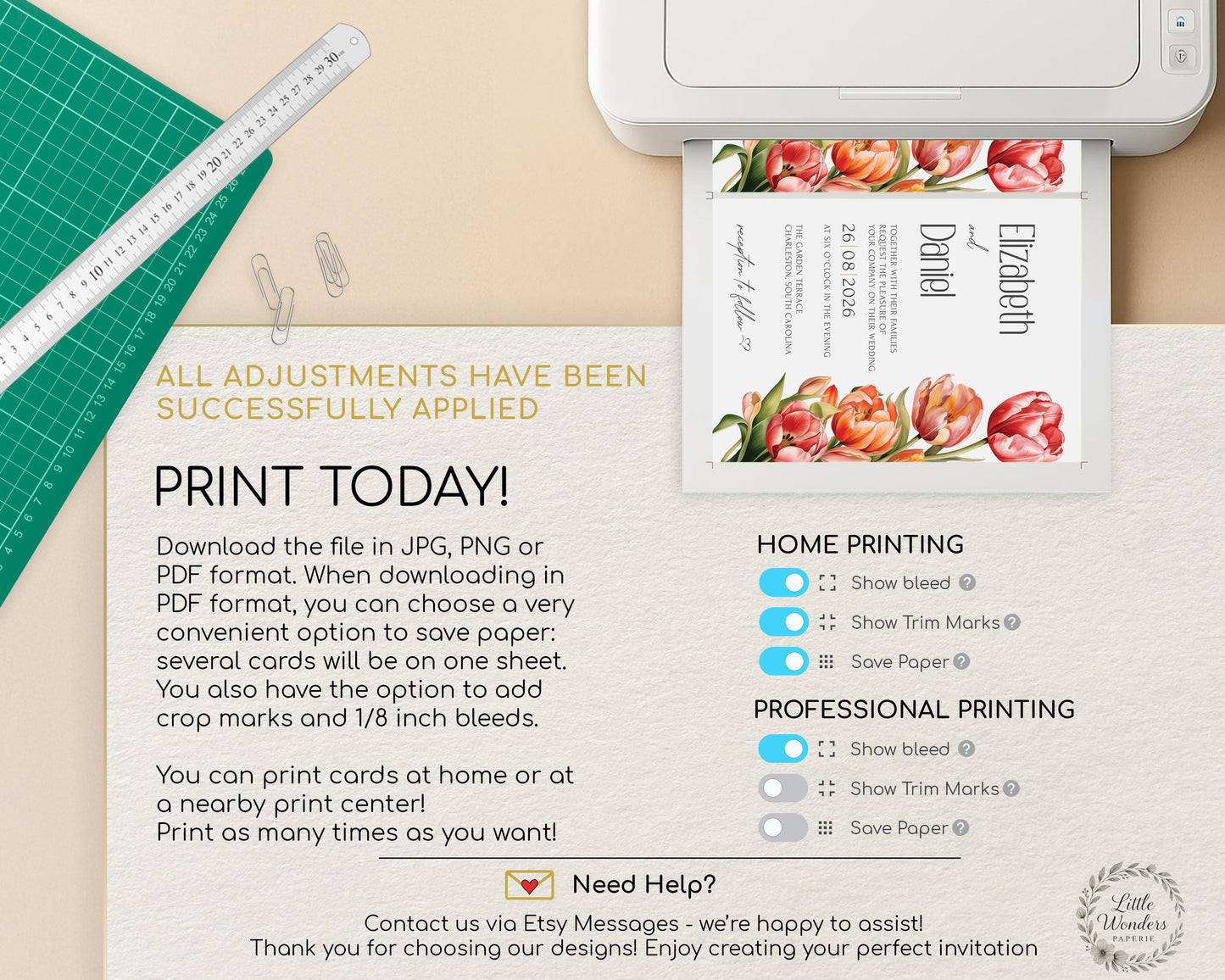 Tulip Wedding Invitation Template