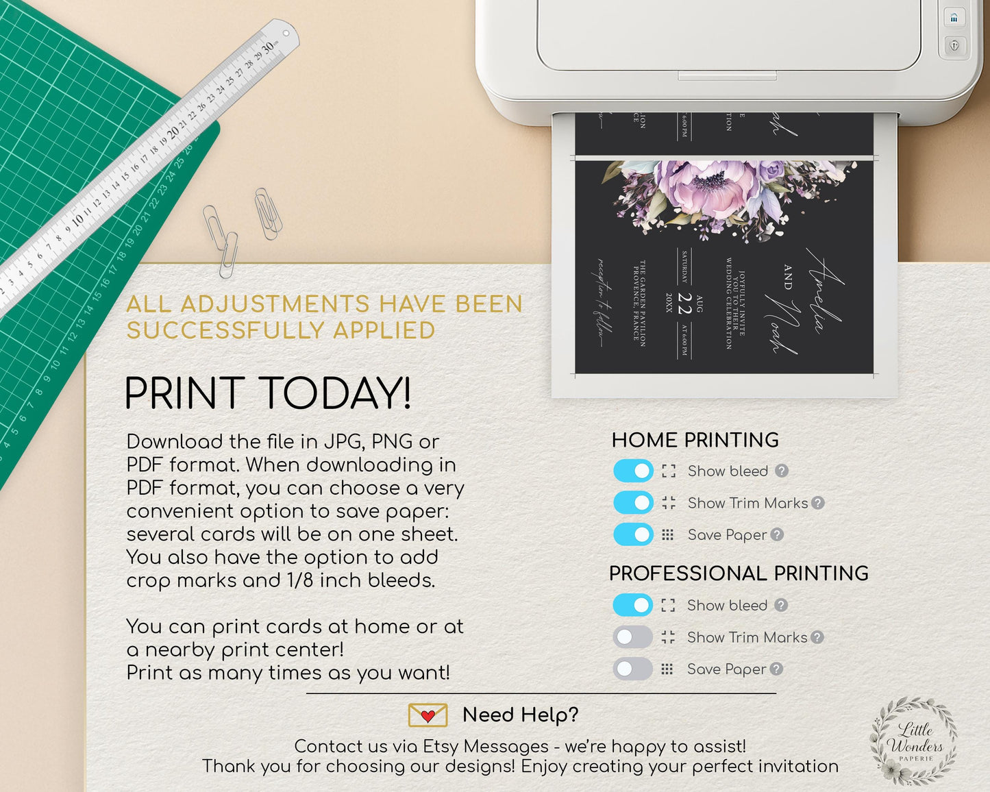 Purple Floral Wedding Invitation Template