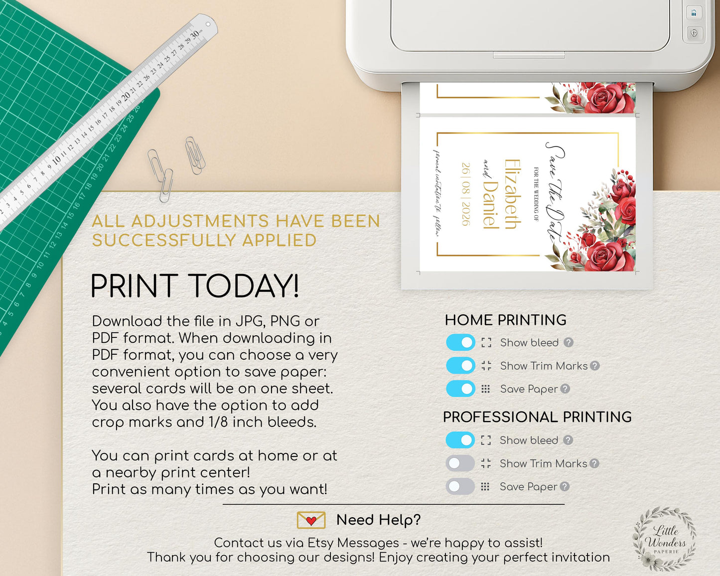 Red Roses Wedding Save the Date Template