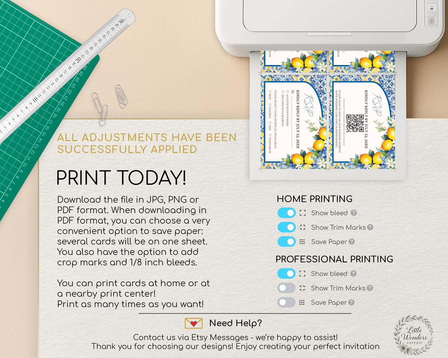 Lemon Wedding RSVP Card Template