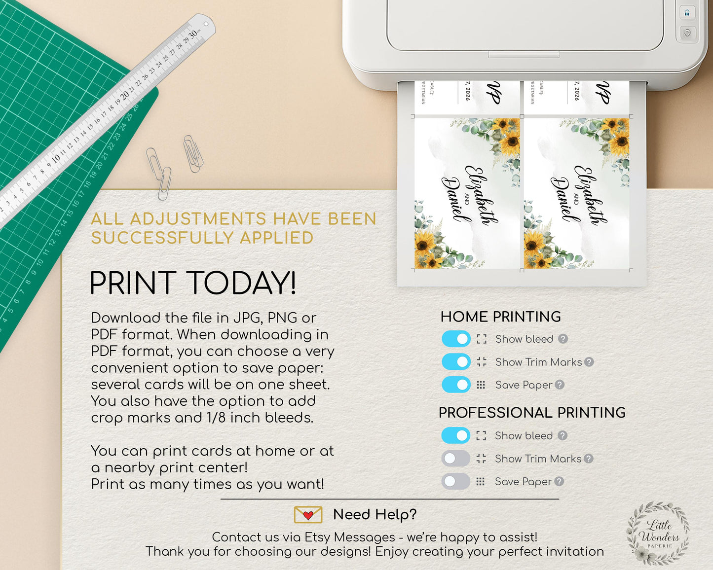 Sunflower RSVP Card Template
