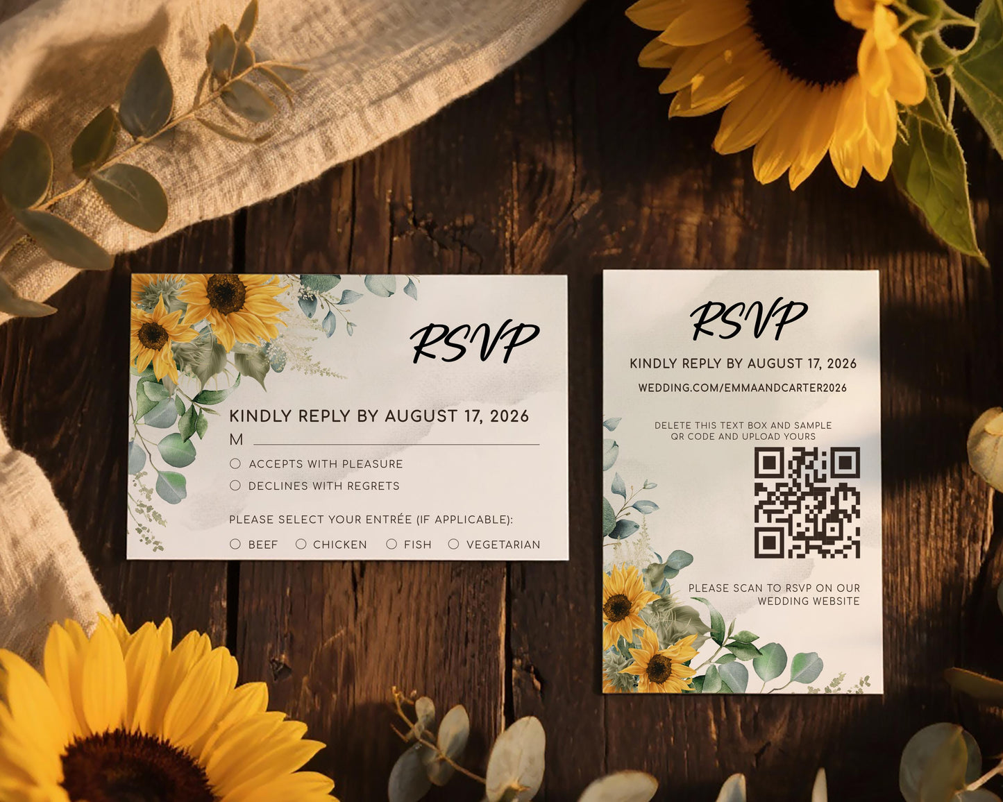Sunflower RSVP Card Template