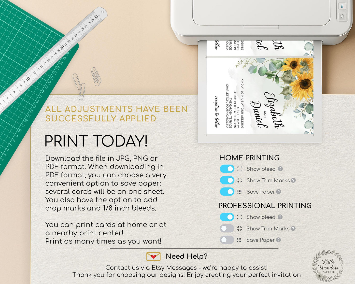 Sunflower Wedding Invitation Template