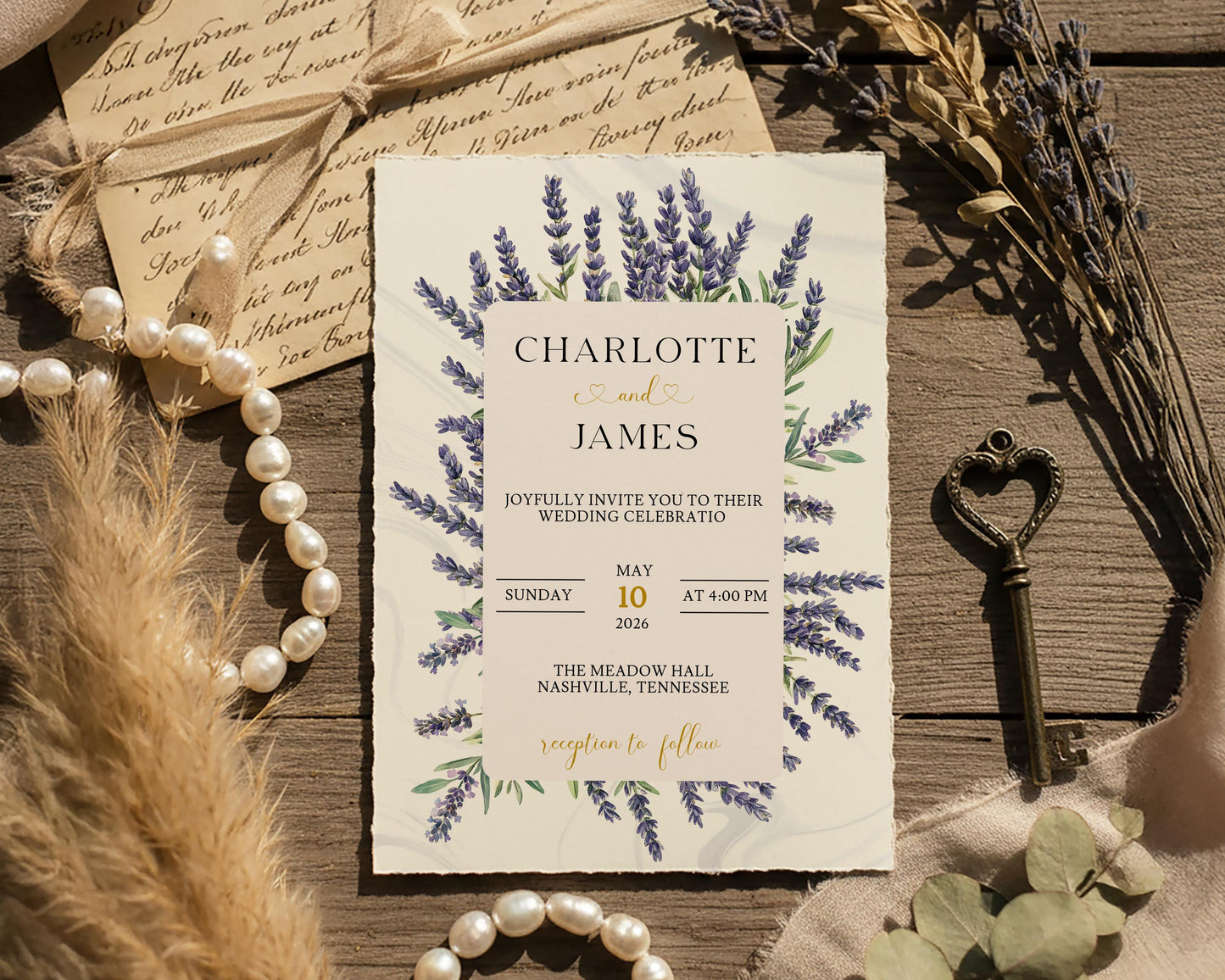 Lavender Wedding Invitation Template