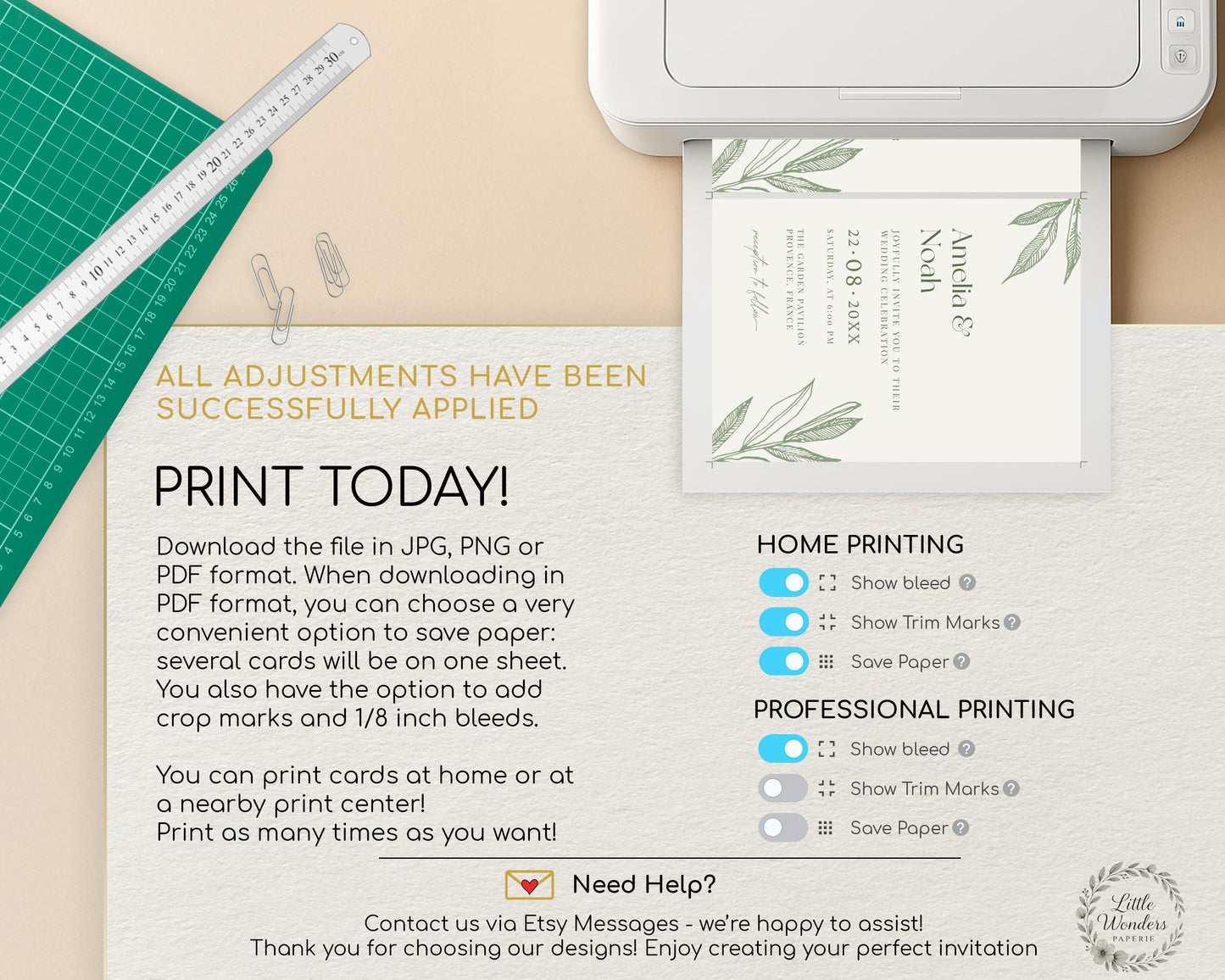 Sage Green Botanical Wedding Invitation Template