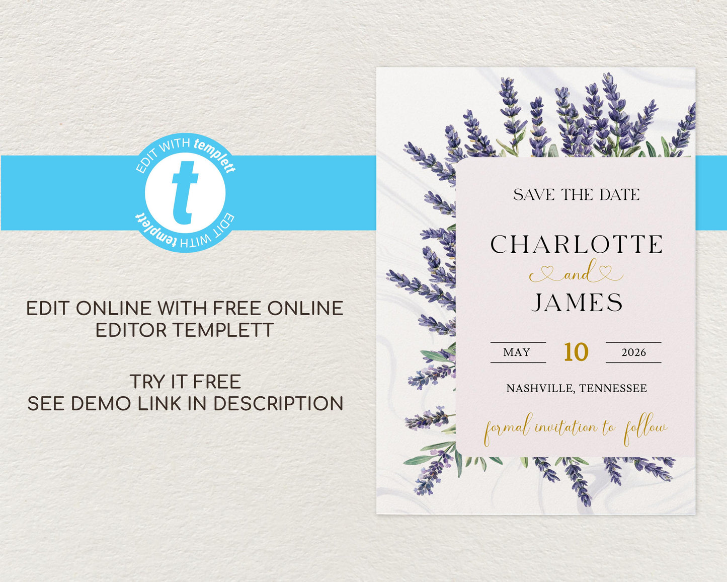 Lavender Save the Date Template