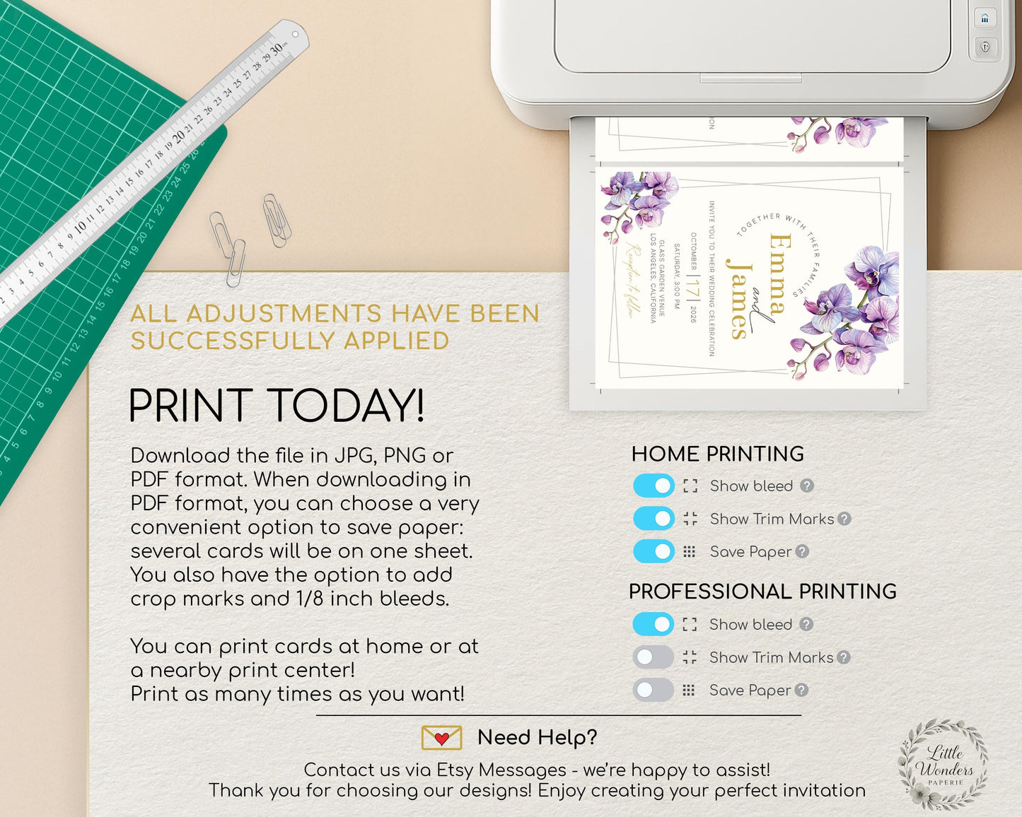 Purple Orchid Wedding Invitation Template