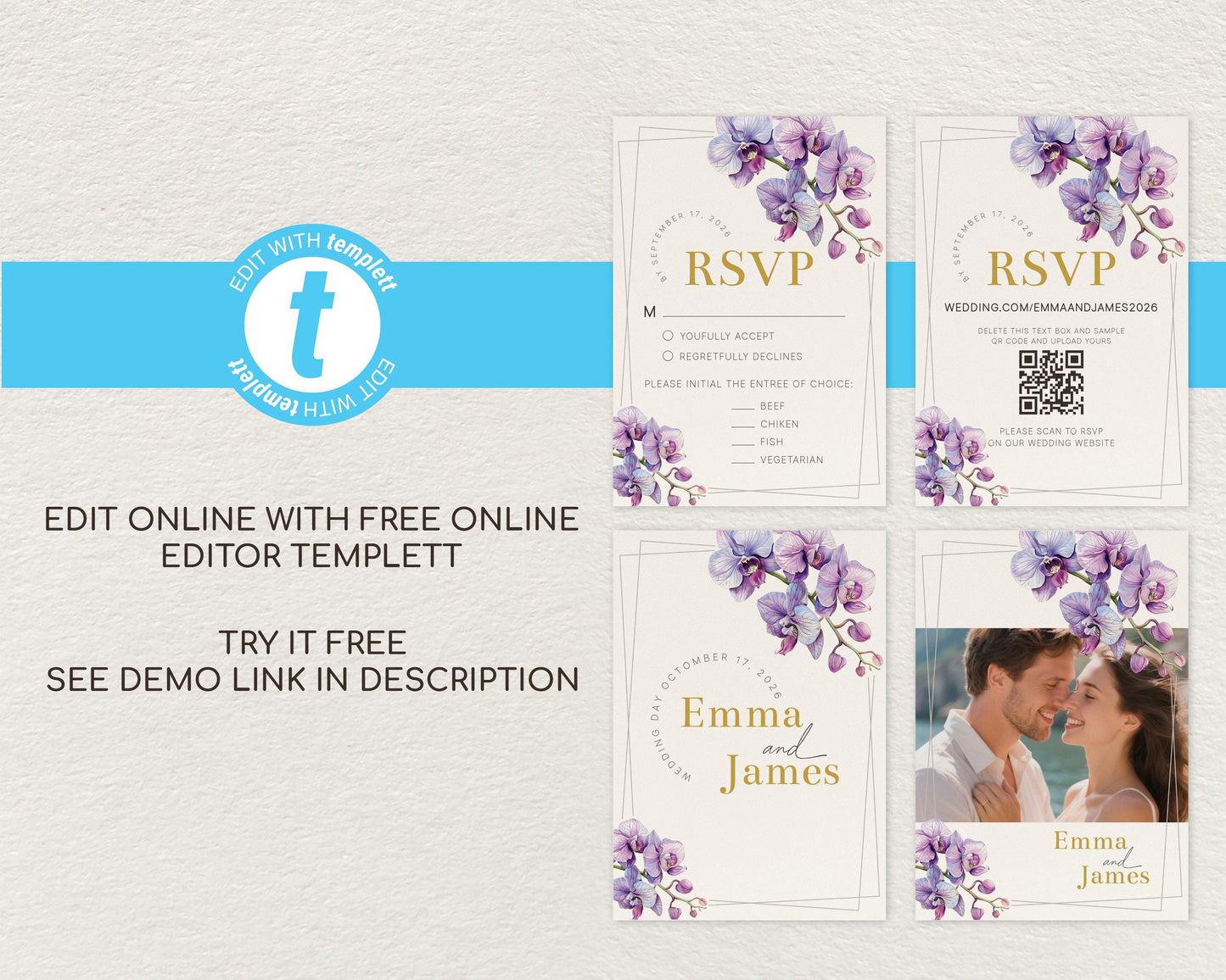 Purple Orchid RSVP Card Template
