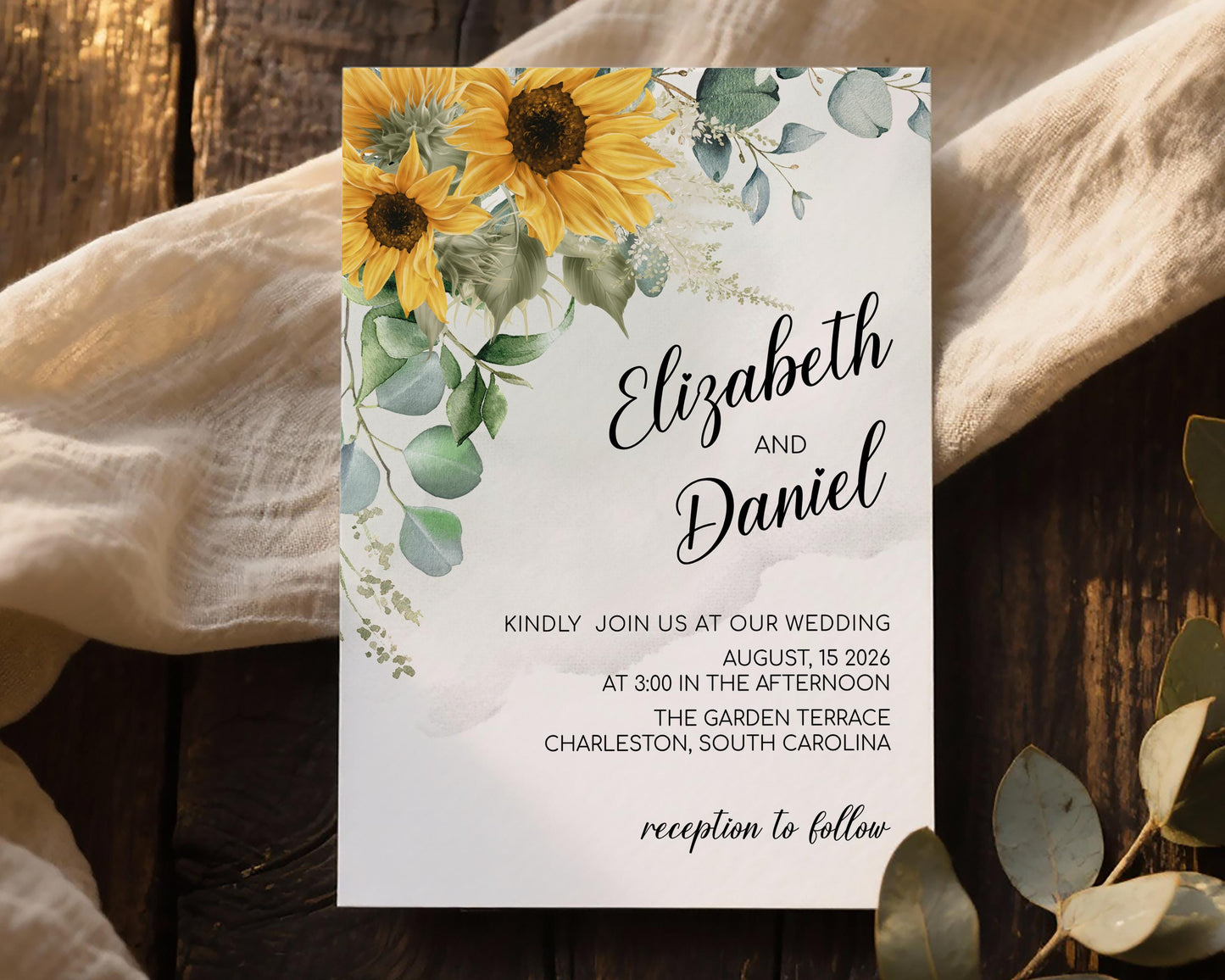 Sunflower Wedding Invitation Template