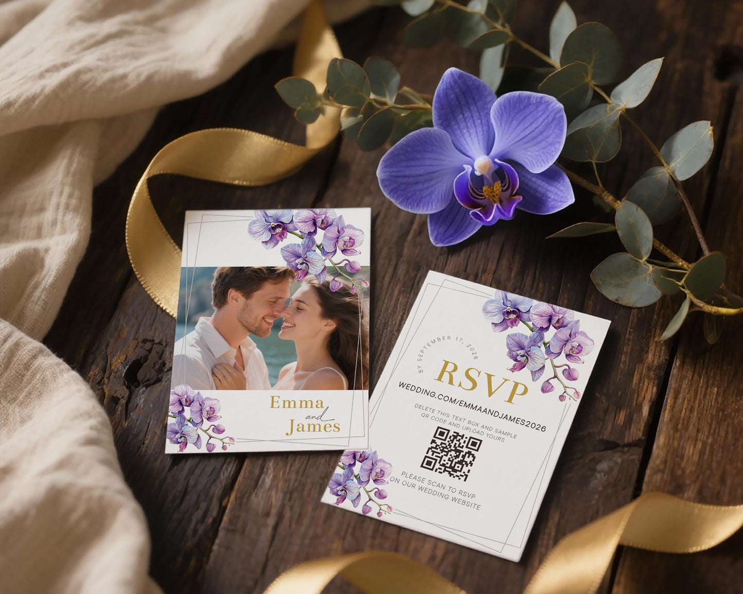 Purple Orchid RSVP Card Template