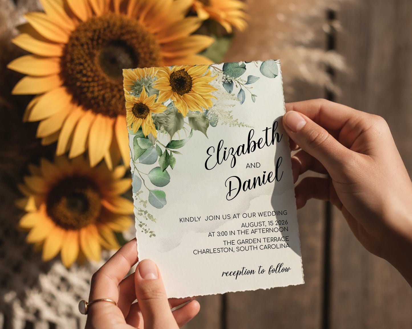 Sunflower Wedding Invitation Template