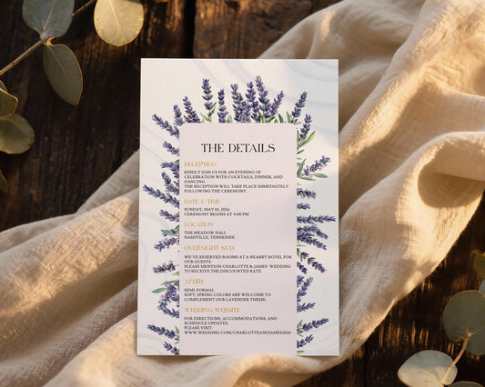 Lavender Wedding Details Card Template
