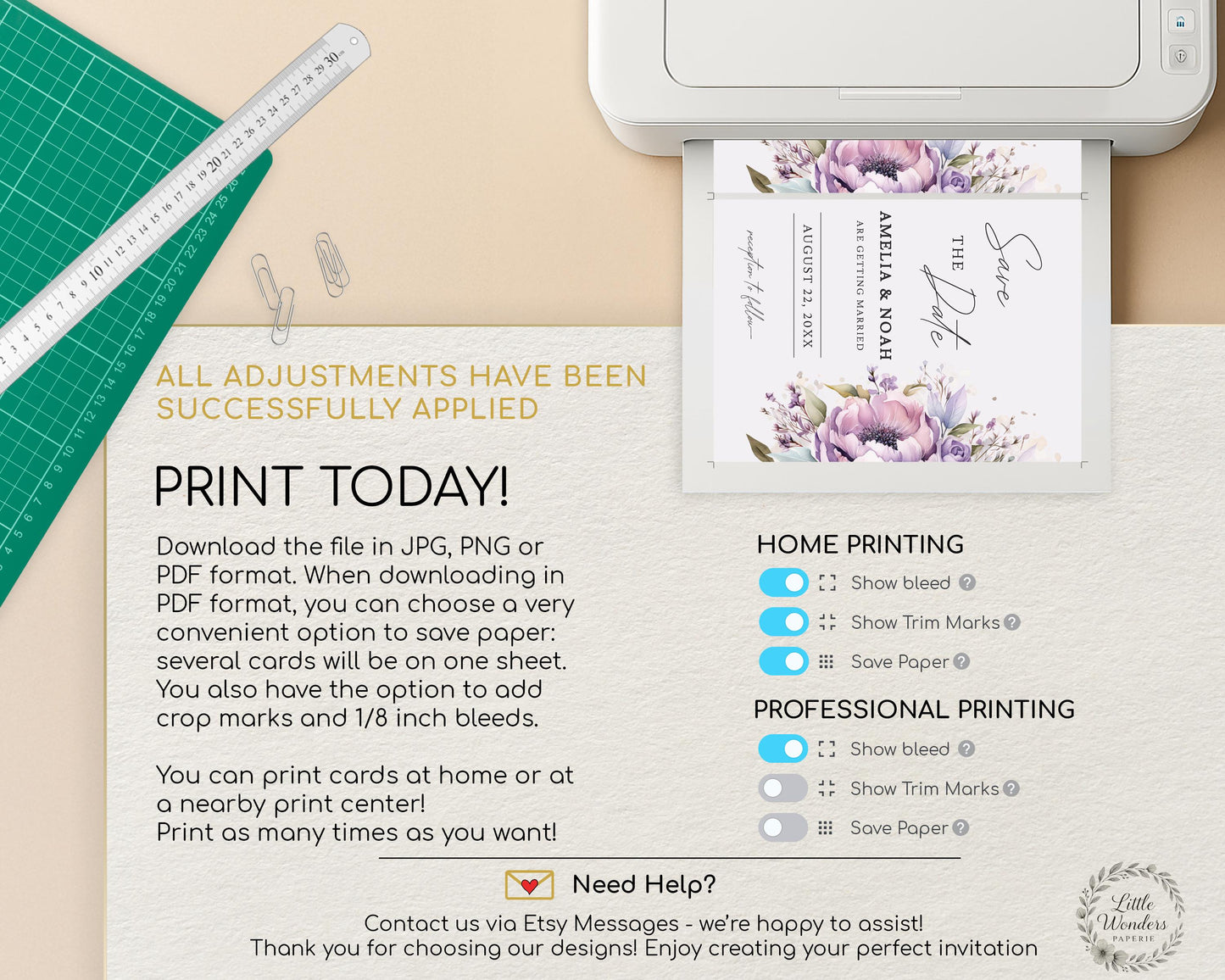 Purple Floral Save the Date Template