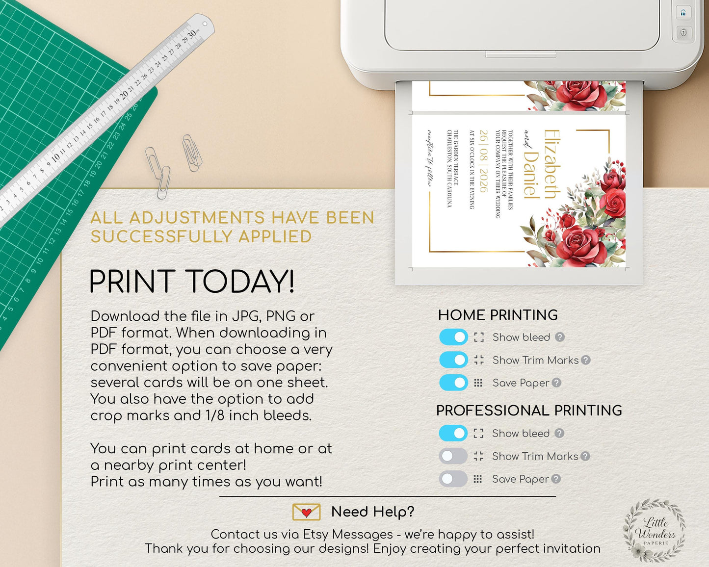 Red Roses Wedding Invitation Template
