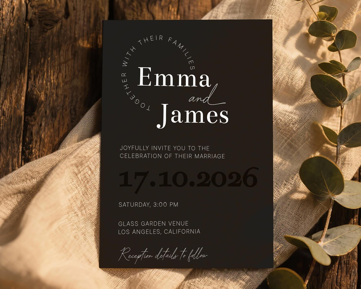 Black & White Wedding Invitation Template