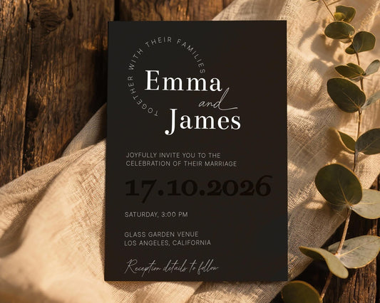 Black & White Wedding Invitation Template