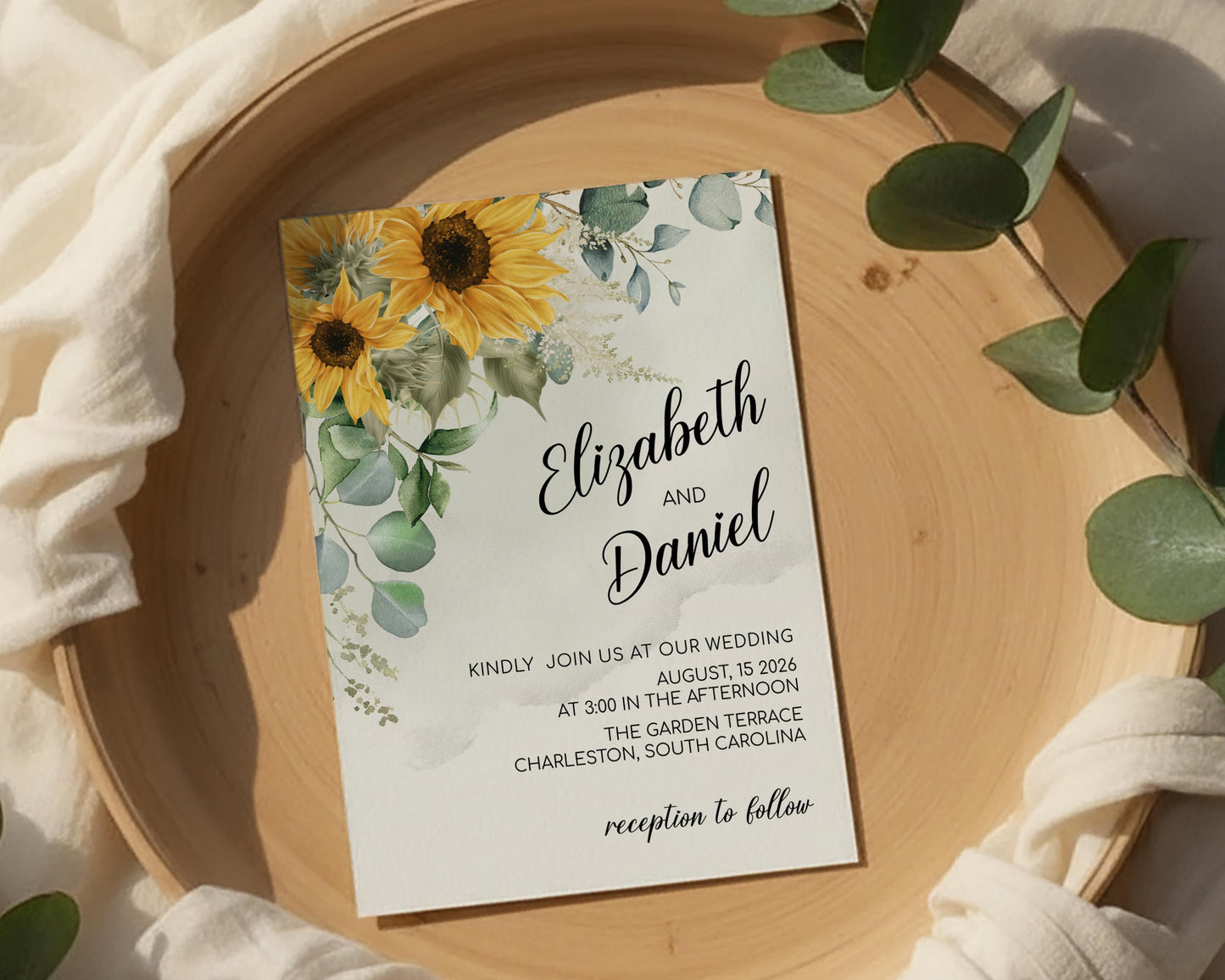 Sunflower Wedding Invitation Template