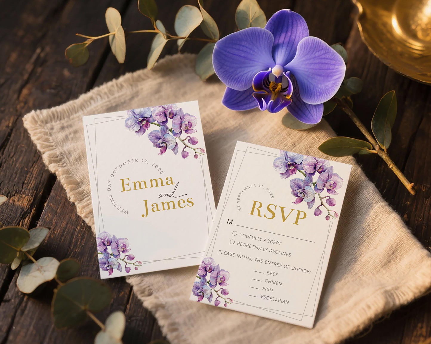 Purple Orchid RSVP Card Template