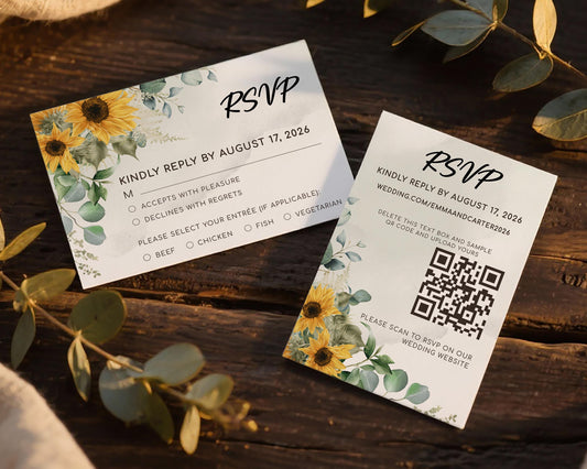 Sunflower RSVP Card Template