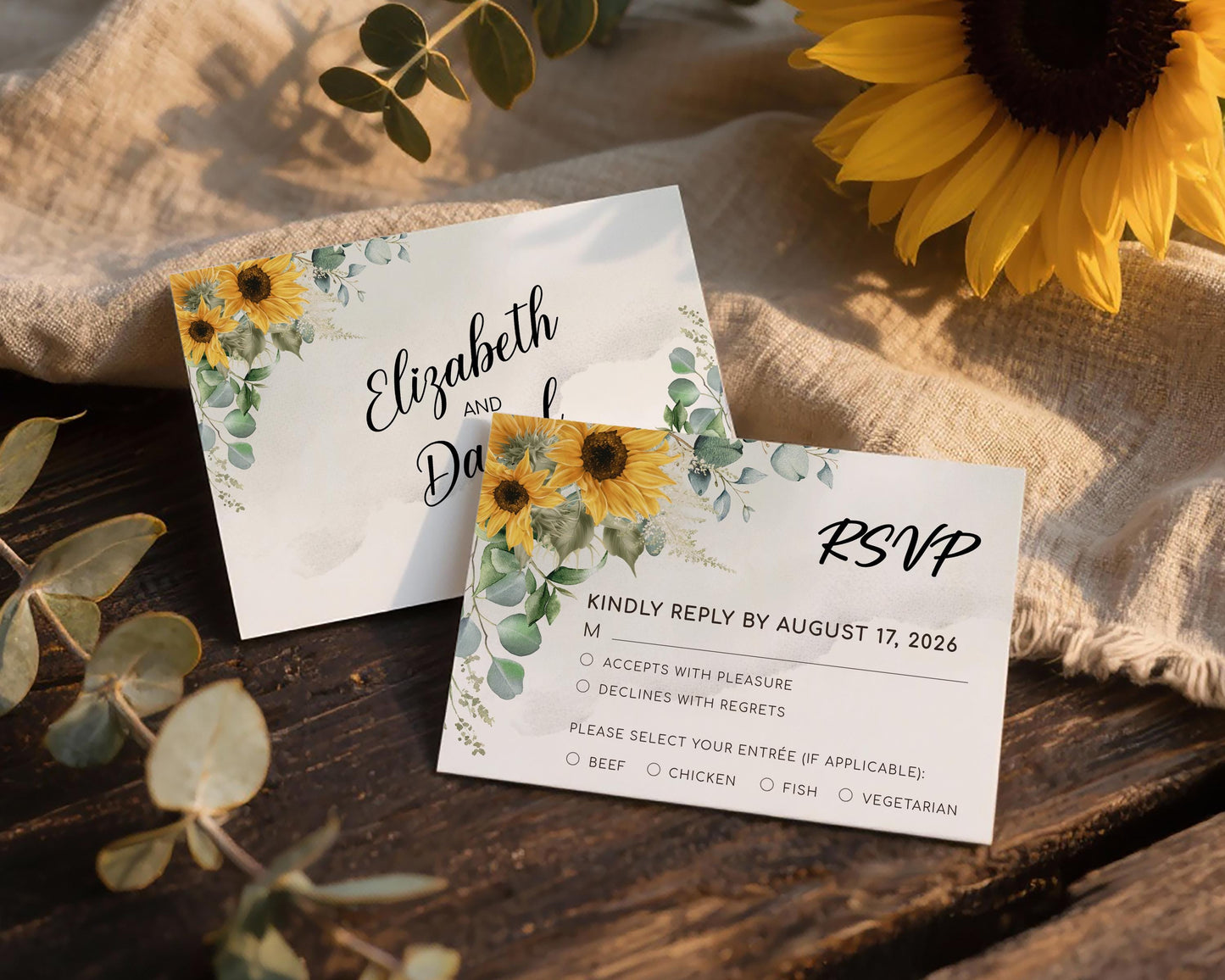 Sunflower RSVP Card Template