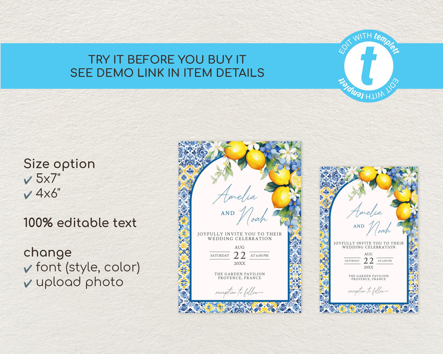Lemon Wedding Invitation Template