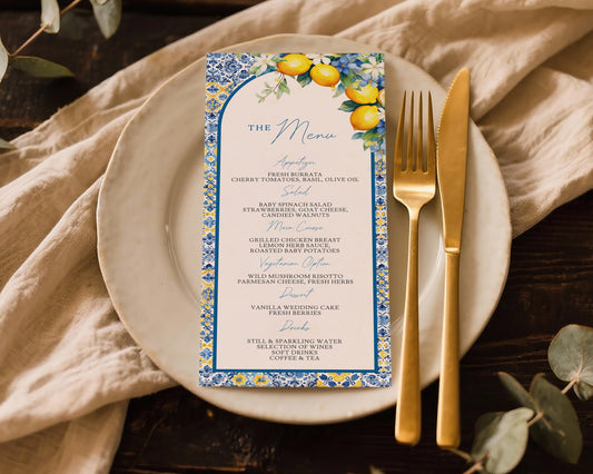 Lemon Wedding Menu Card Template