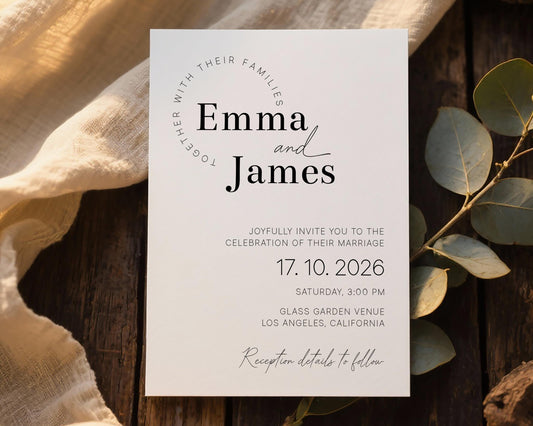 White & Black Wedding Invitation Template