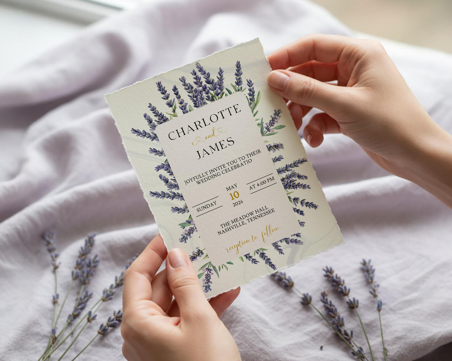 Lavender Wedding Invitation Template