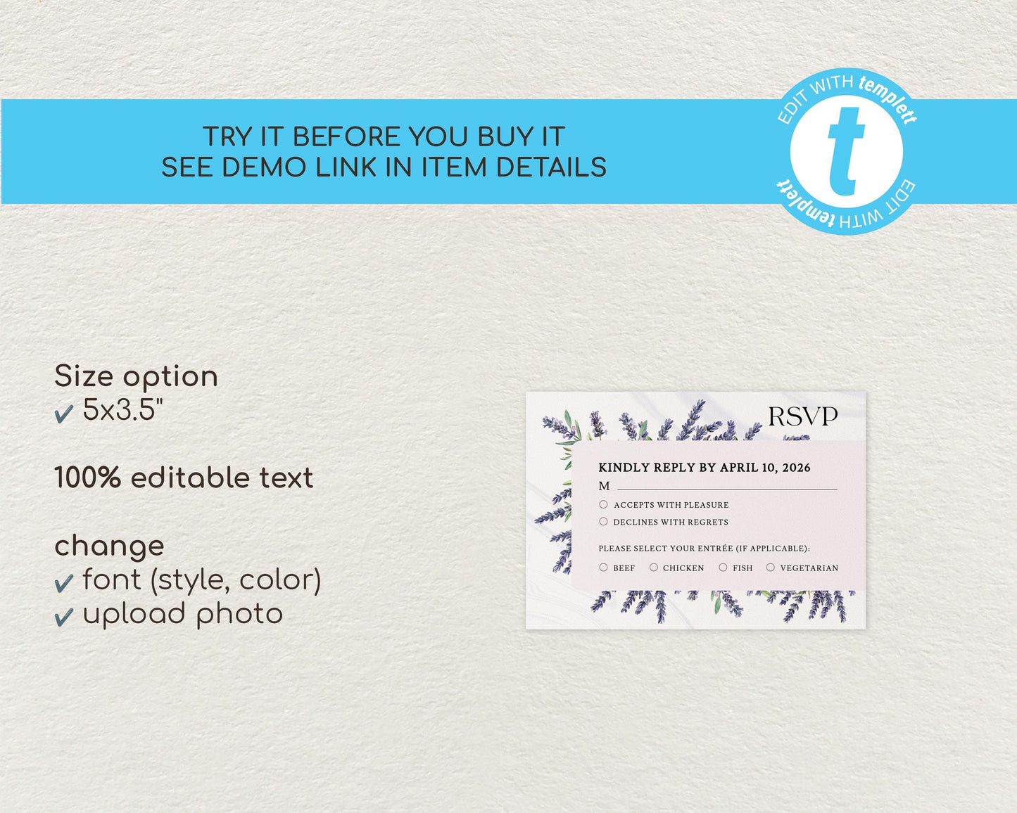 Lavender RSVP Card Template