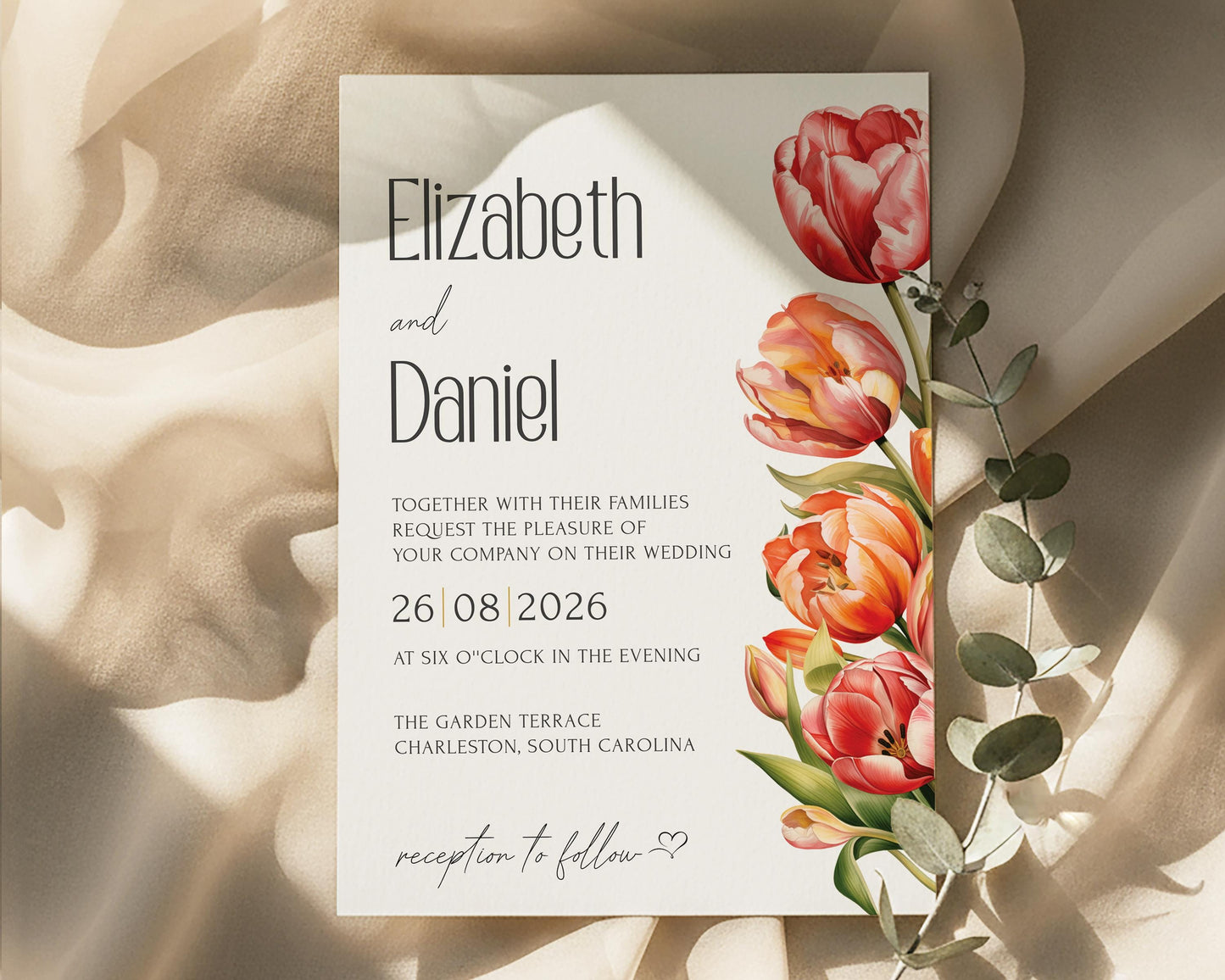 Tulip Wedding Invitation Template
