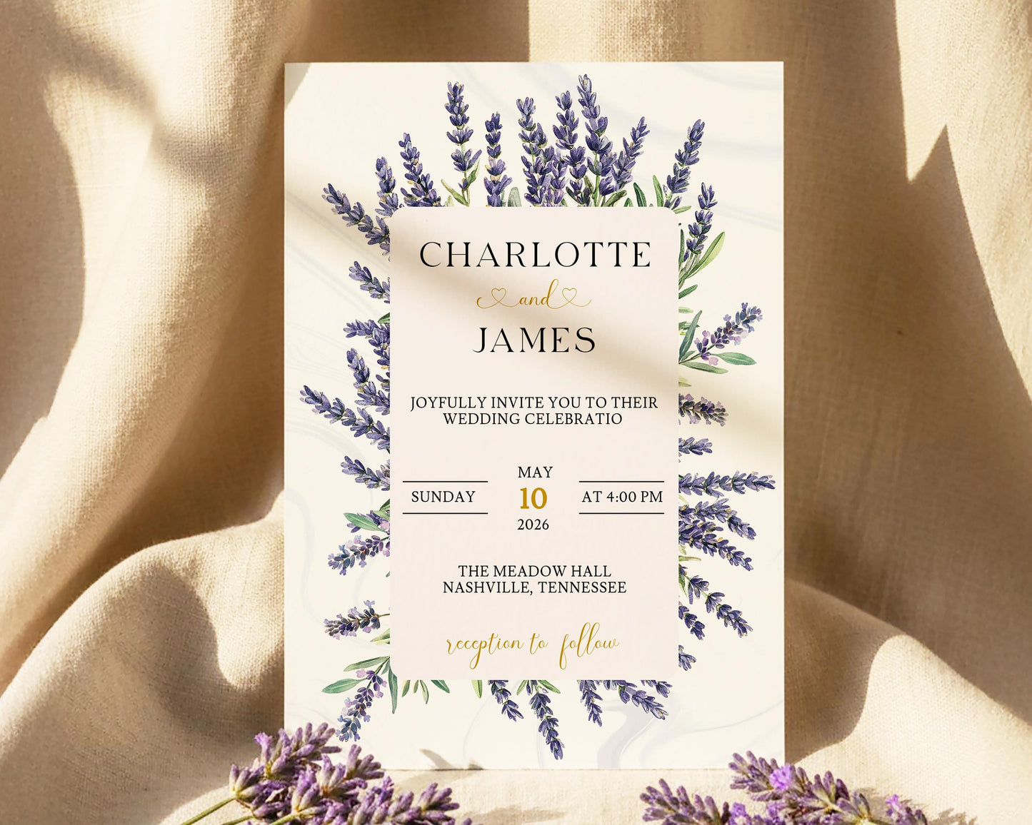 Lavender Wedding Invitation Template