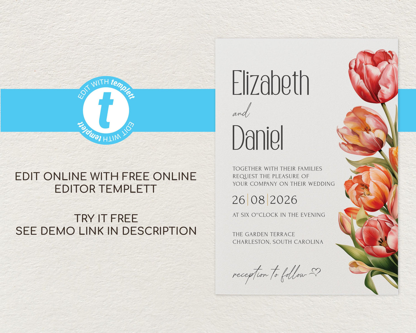 Tulip Wedding Invitation Template
