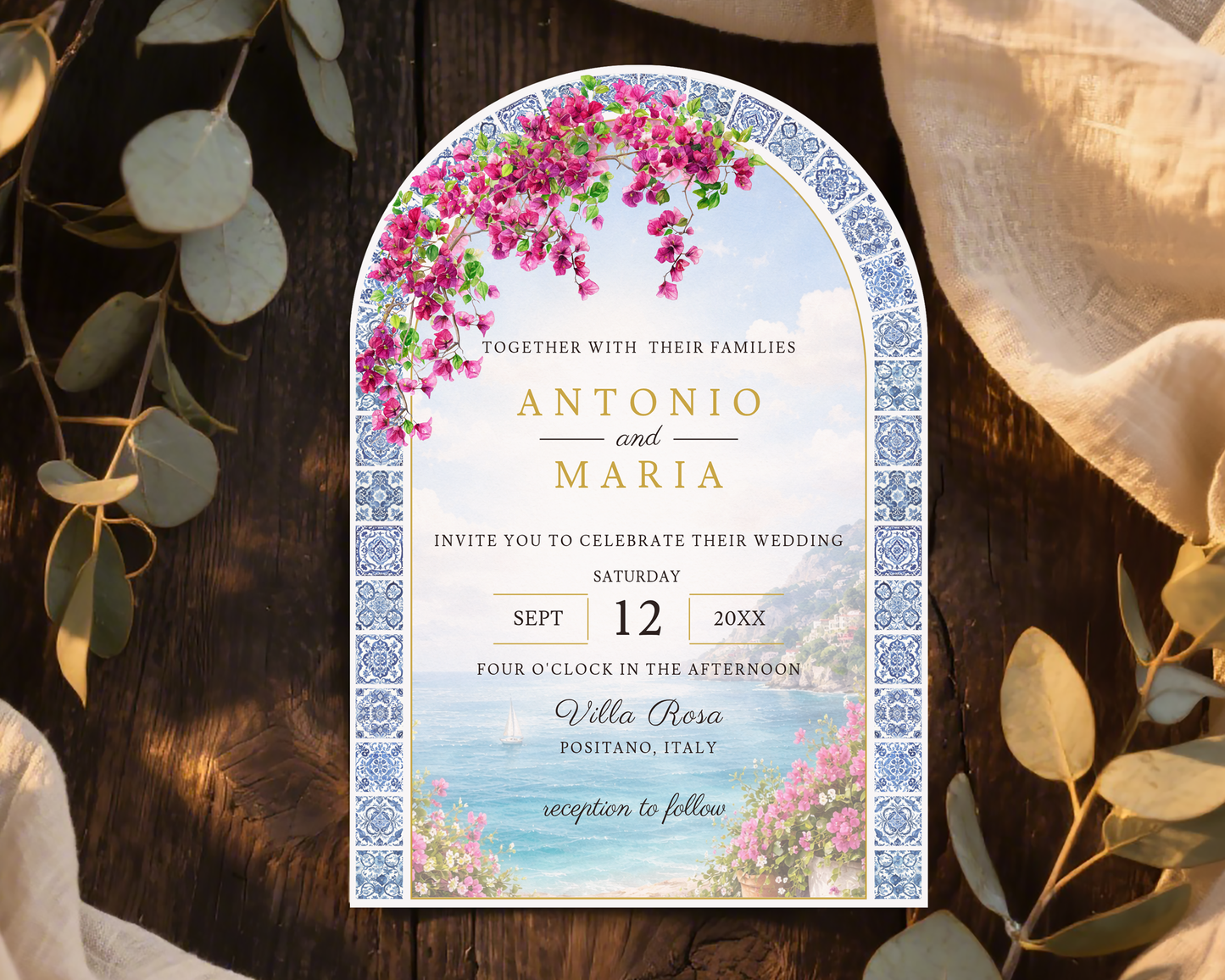 Amalfi Coast Wedding Invitation Template