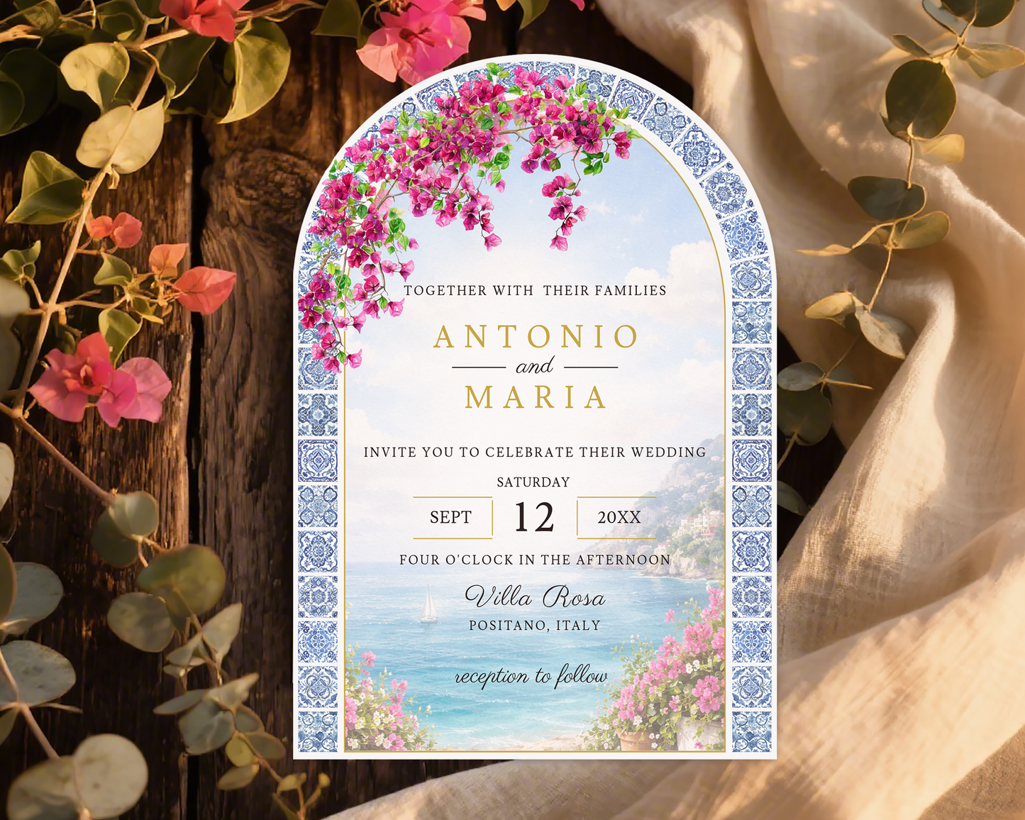 Amalfi Coast Wedding Invitation Template