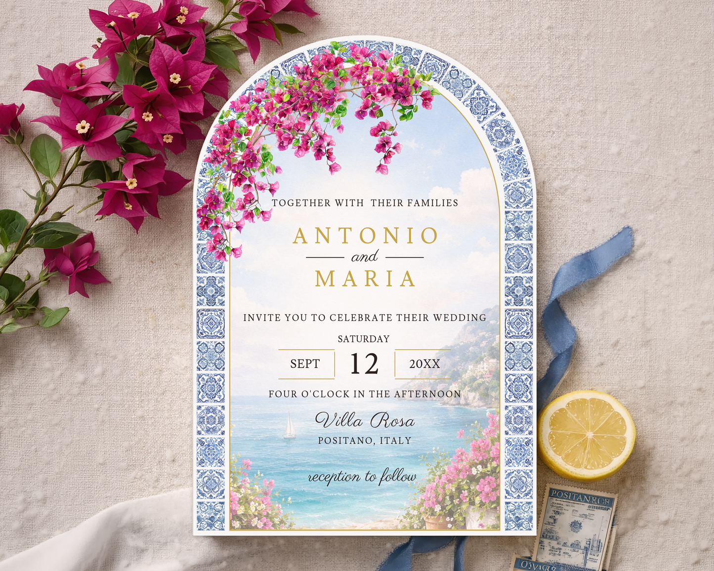 Amalfi Coast Wedding Invitation Template