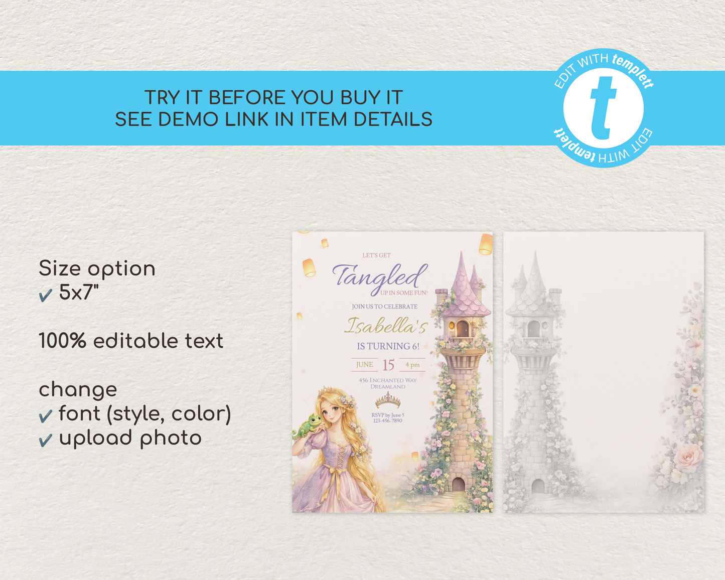 Fairytale Princess Birthday Invitation Template