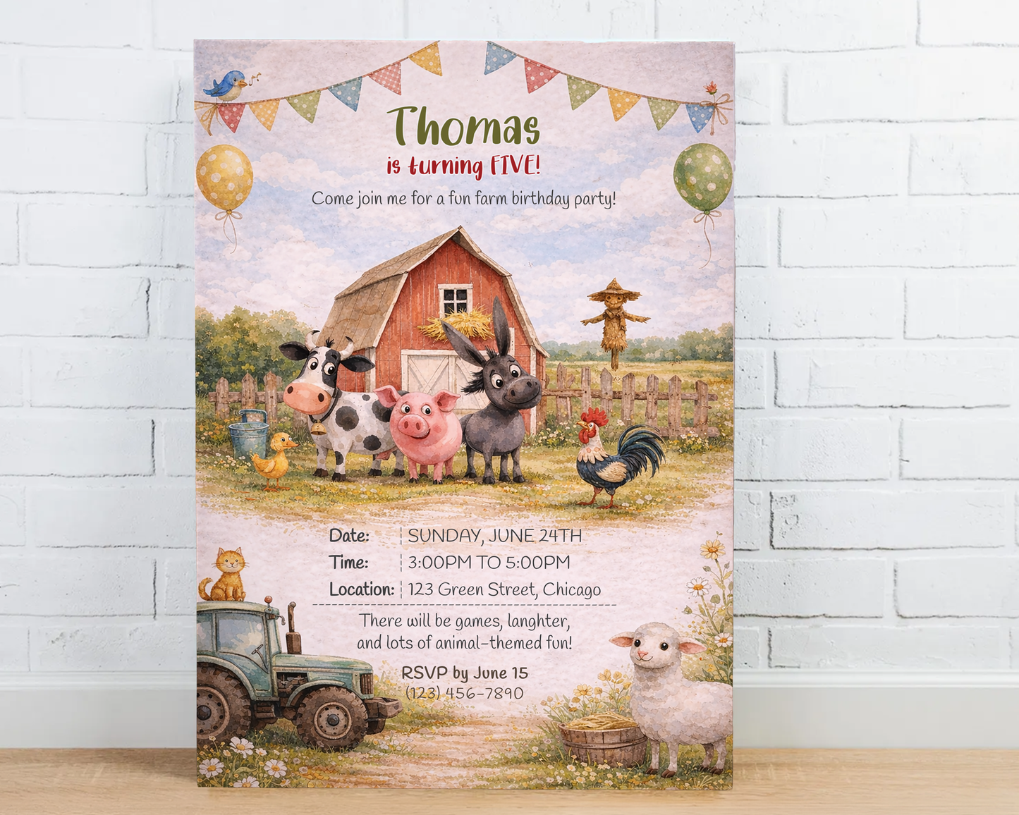 Farm Animals Birthday Invitation Template