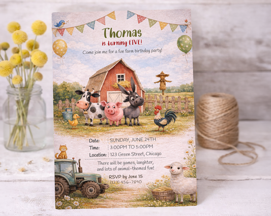 Farm Animals Birthday Invitation Template