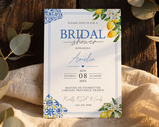 Amalfi Lemon Bridal Shower Invitation Template