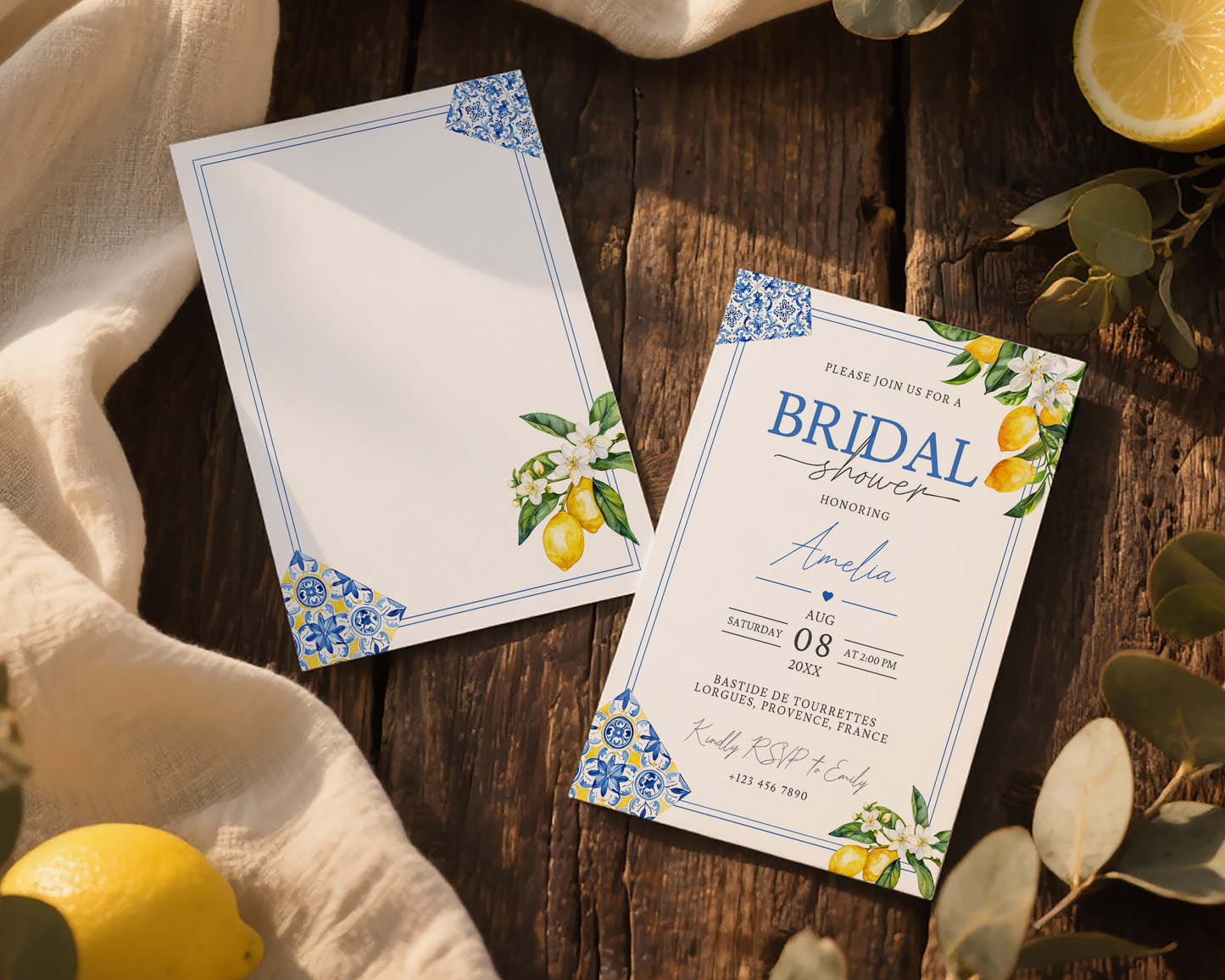 Amalfi Lemon Bridal Shower Invitation Template