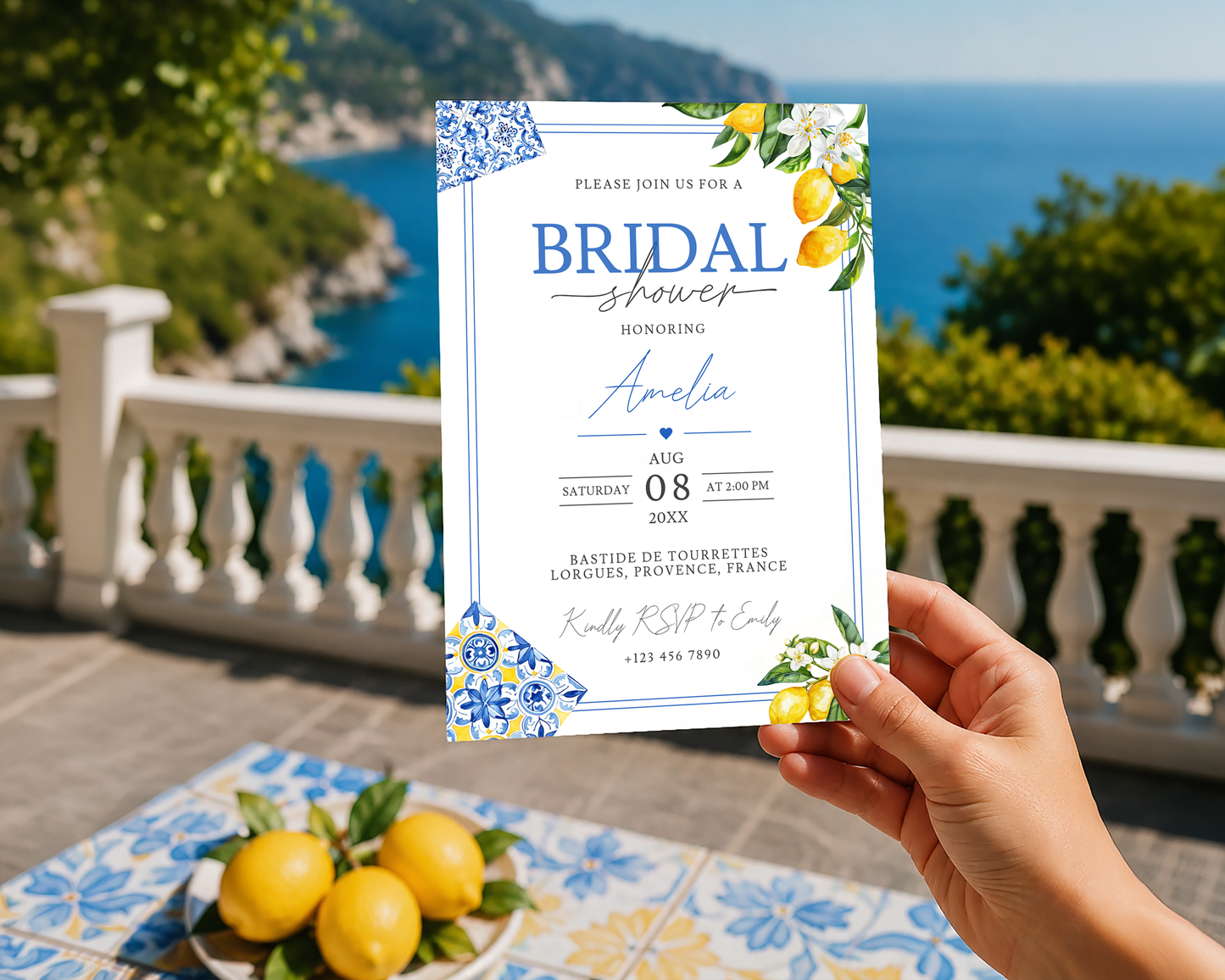 Amalfi Lemon Bridal Shower Invitation Template