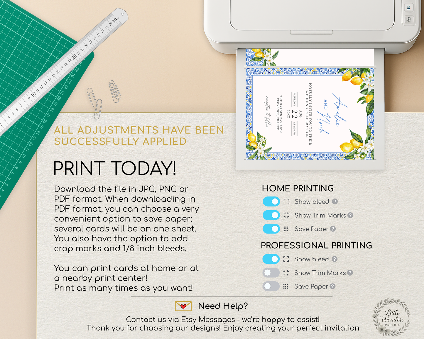 Amalfi Lemon Wedding Invitation Template