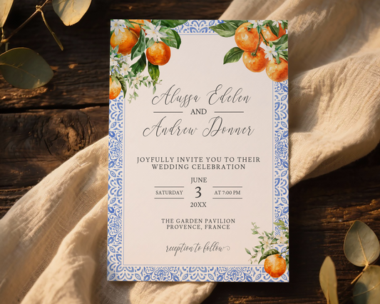 Orange Wedding Invitation Template