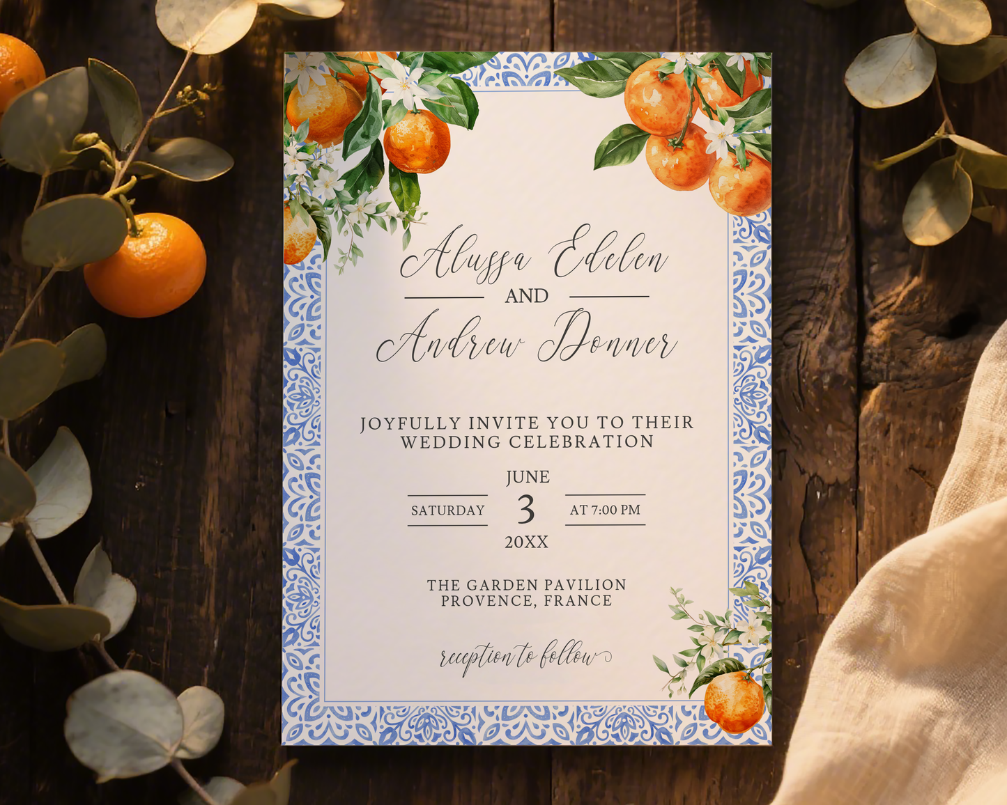 Orange Wedding Invitation Template