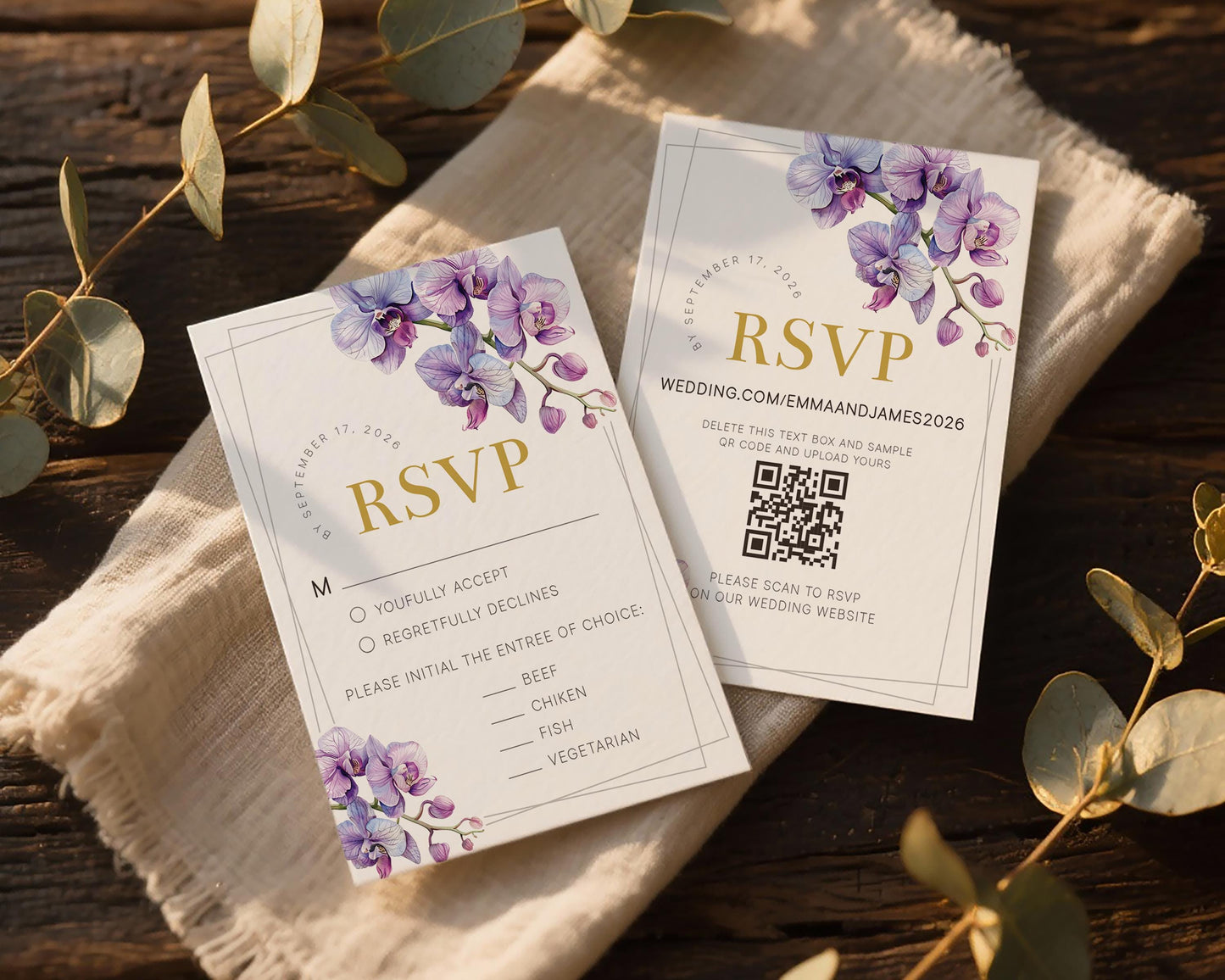 Purple Orchid RSVP Card Template