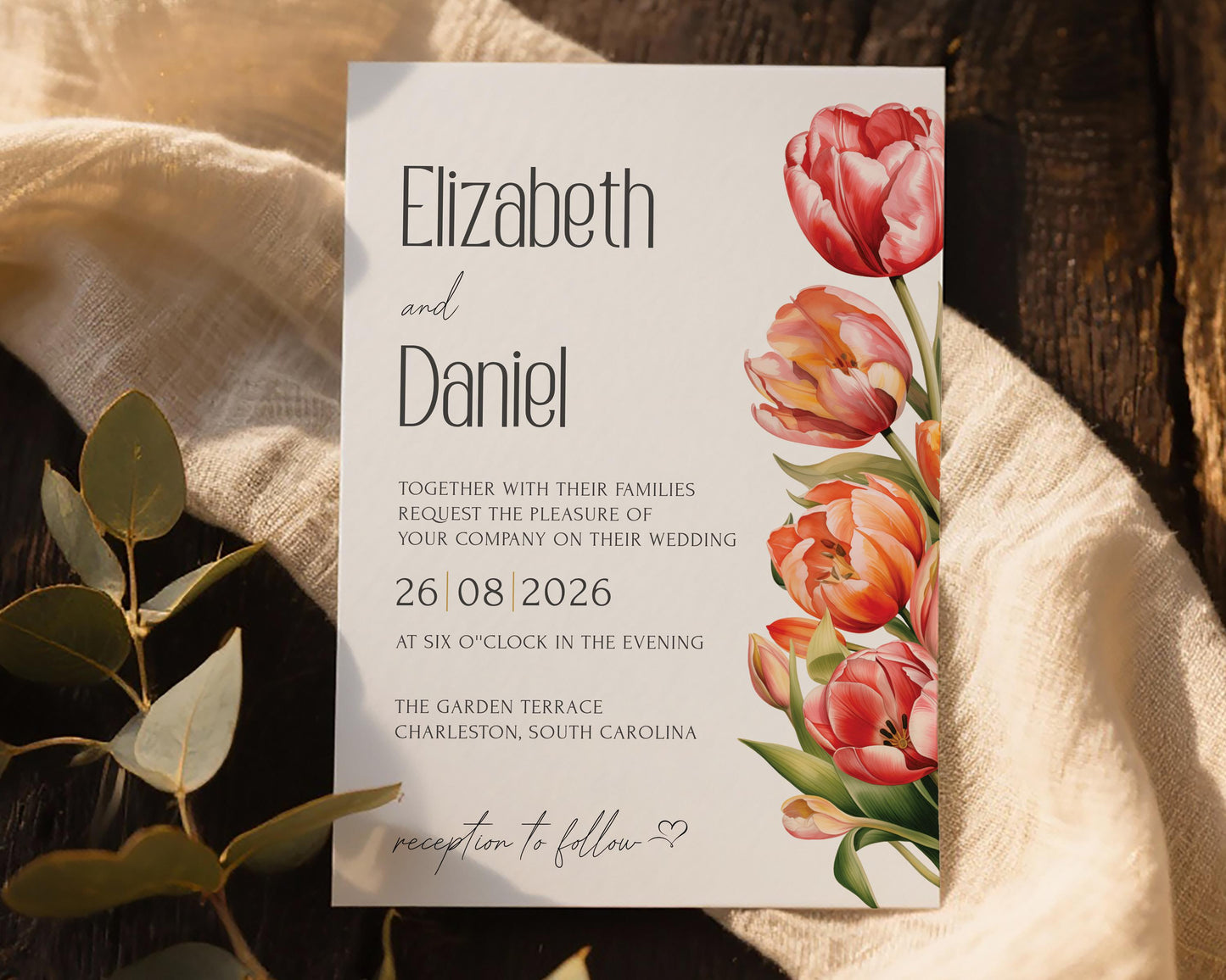Tulip Wedding Invitation Template