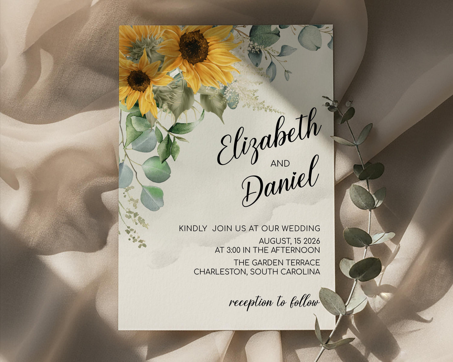 Sunflower Wedding Invitation Template