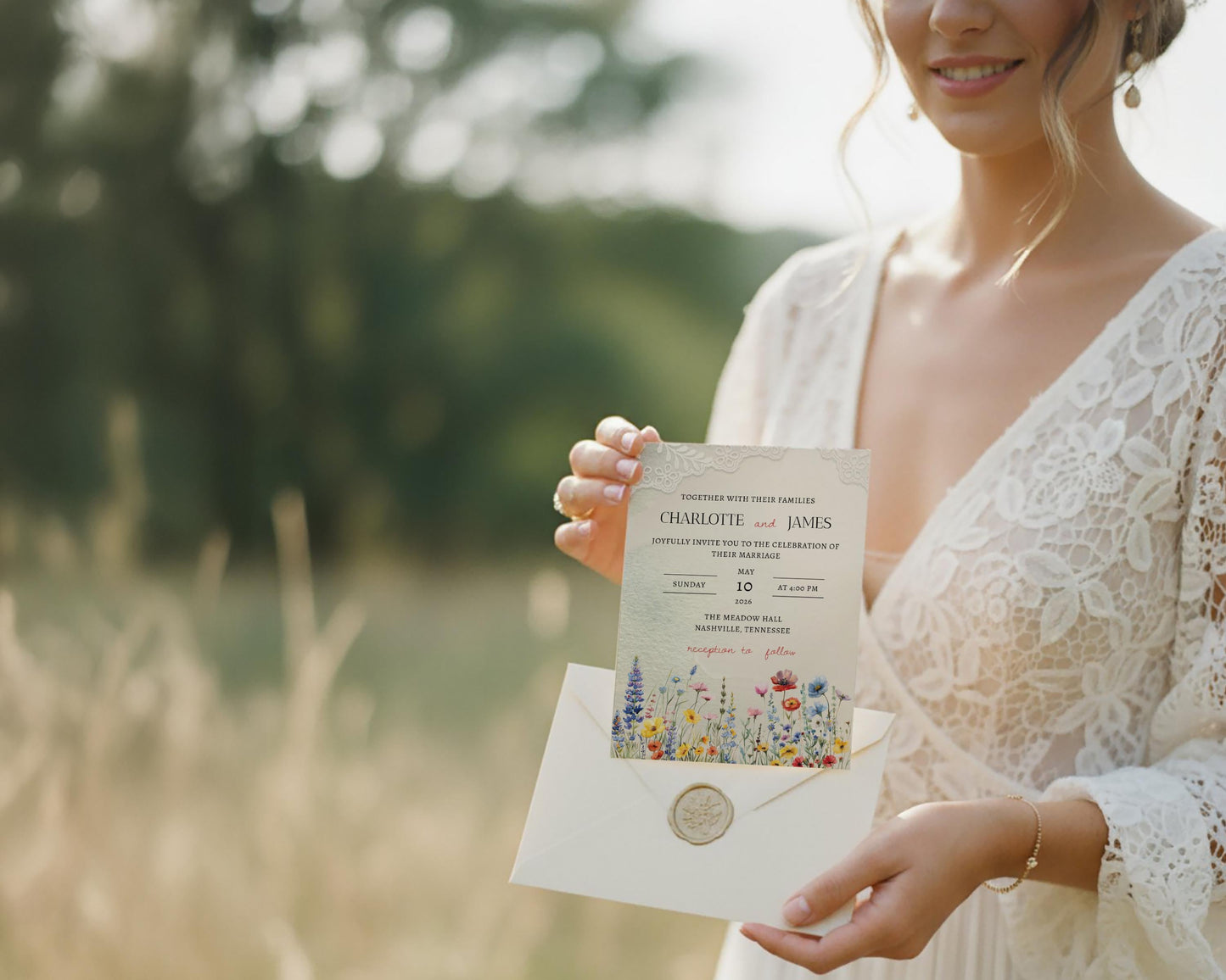 Wildflower Wedding Invitation Template