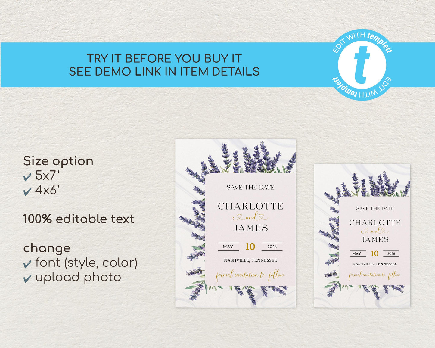 Lavender Save the Date Template