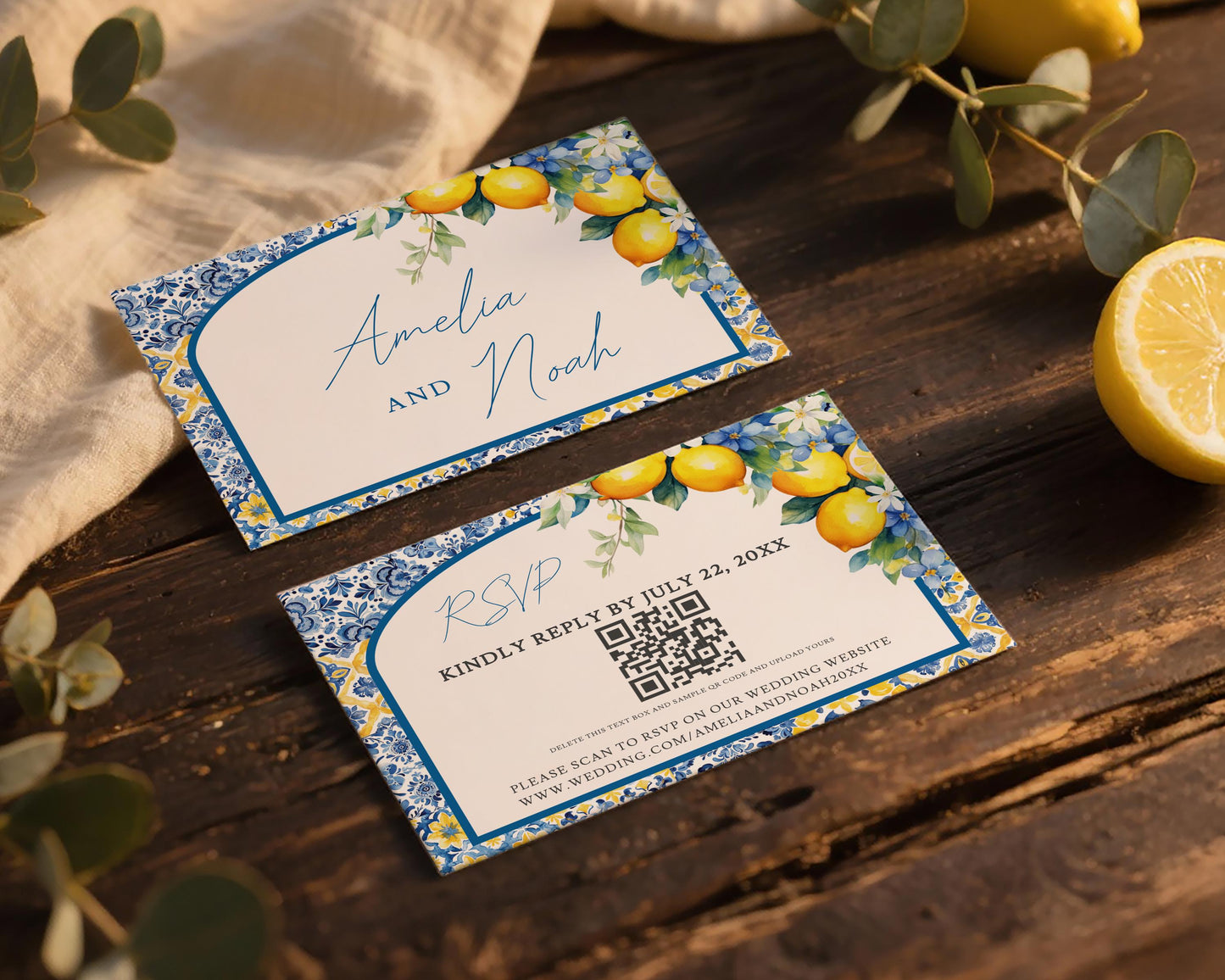 Lemon Wedding RSVP Card Template